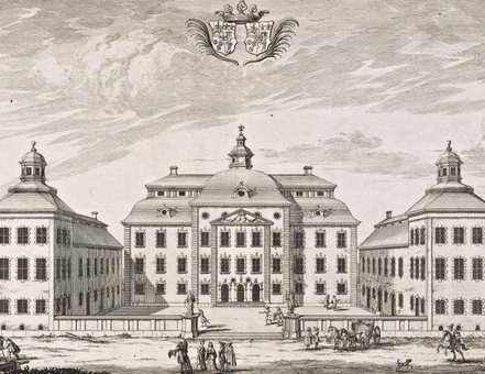 Gammal teckning av Löfstad slott